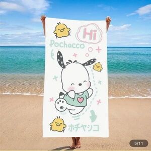 New Sanrio Character Pochacco Microfiber Beach Towel - White